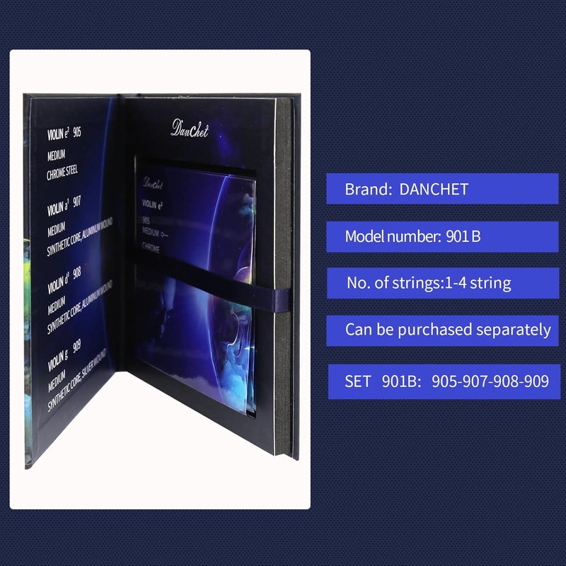 Danchet Violin Strings 4/4 Full Set Professional Performance Grade, Ball End, Nylon Wound 901B (Includes E, A, D, G Strings)… - Image 2